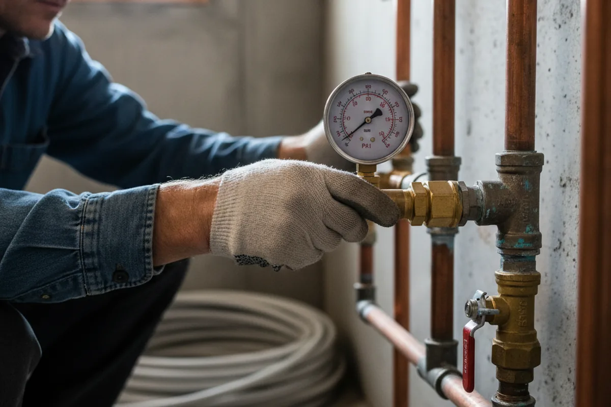 Pressure testing a repaired line during Water Line Repair in Corral